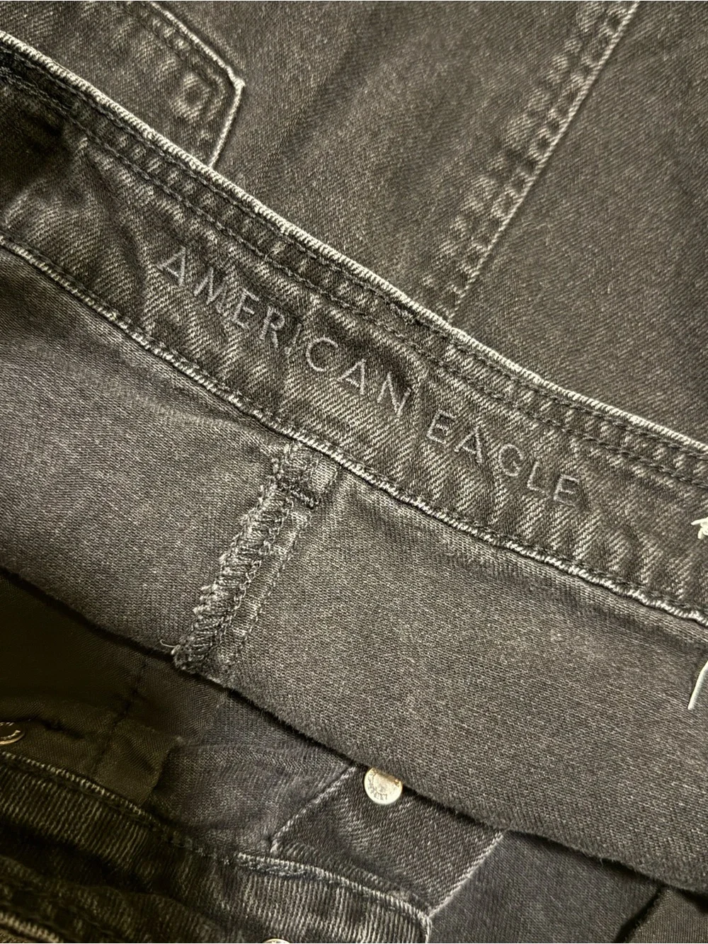 American Eagle Outfitters Black Button-Front A-Line Denim Skirt